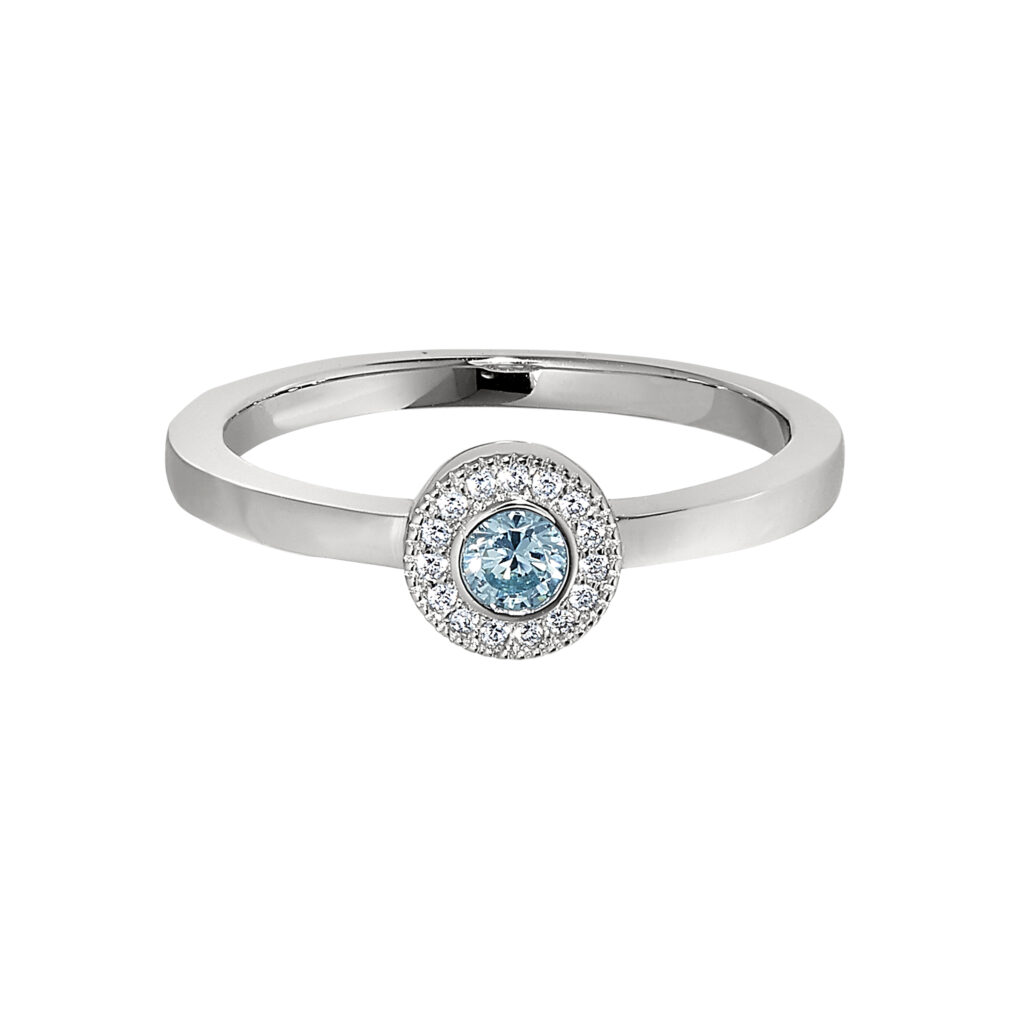 Platinum SS Micropave Round Simulated
