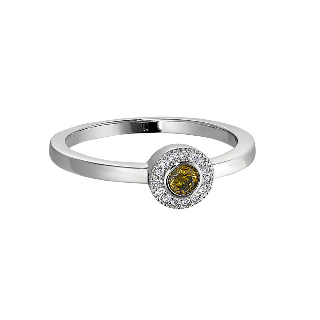 Platinum SS Micropave Round Simulated