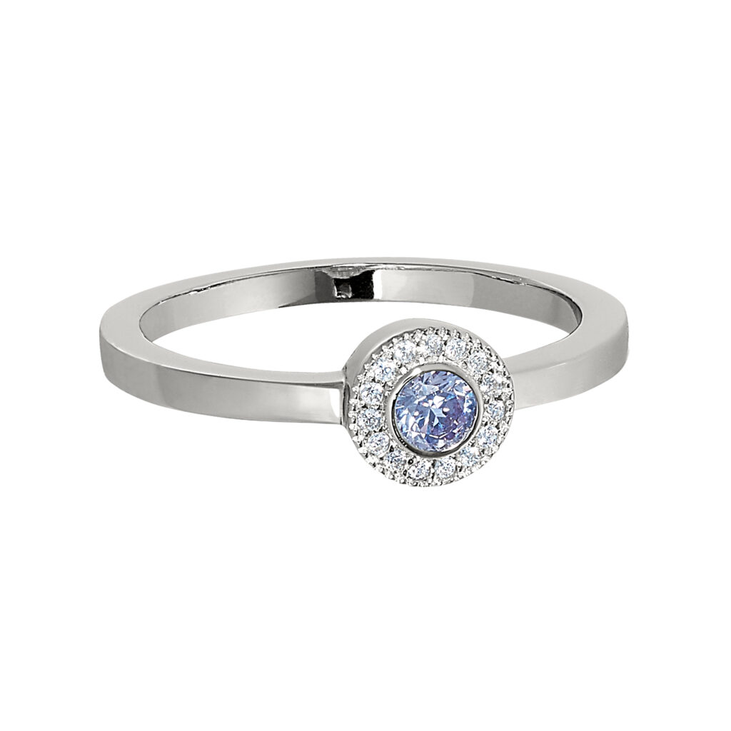 Platinum SS Micropave Round Simulated