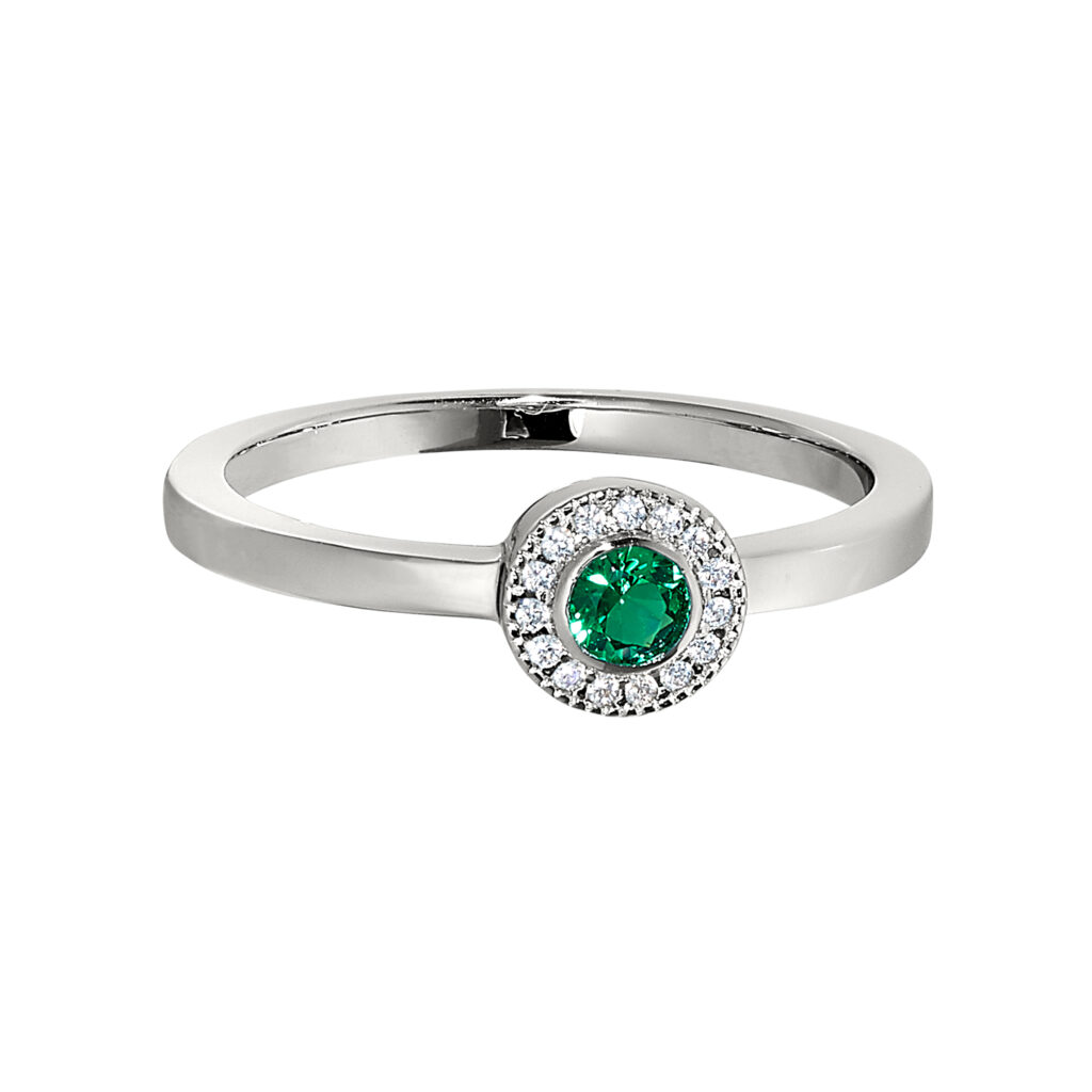 Platinum SS Micropave Round Simulated