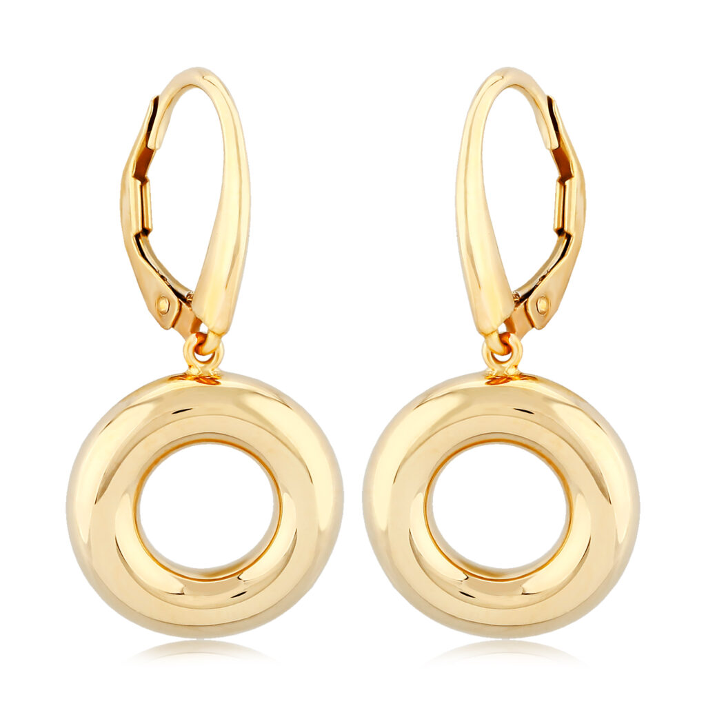 14KY Gold 4 X 15mm Donut Drop Earrings