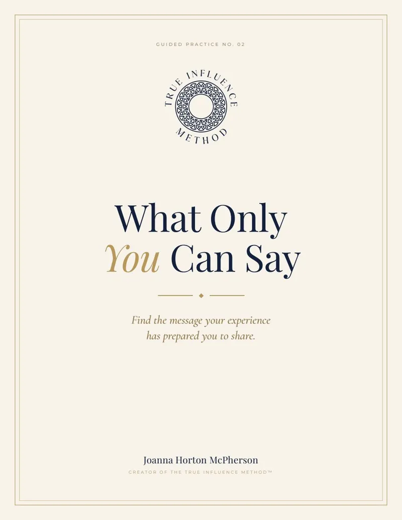 What Only You Can Say Workbook