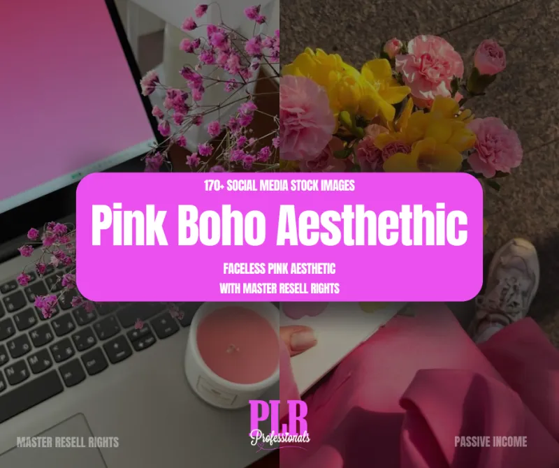 170+ Pink Boho Aesthetic Social Media AI Stock Images-MRR + PLR