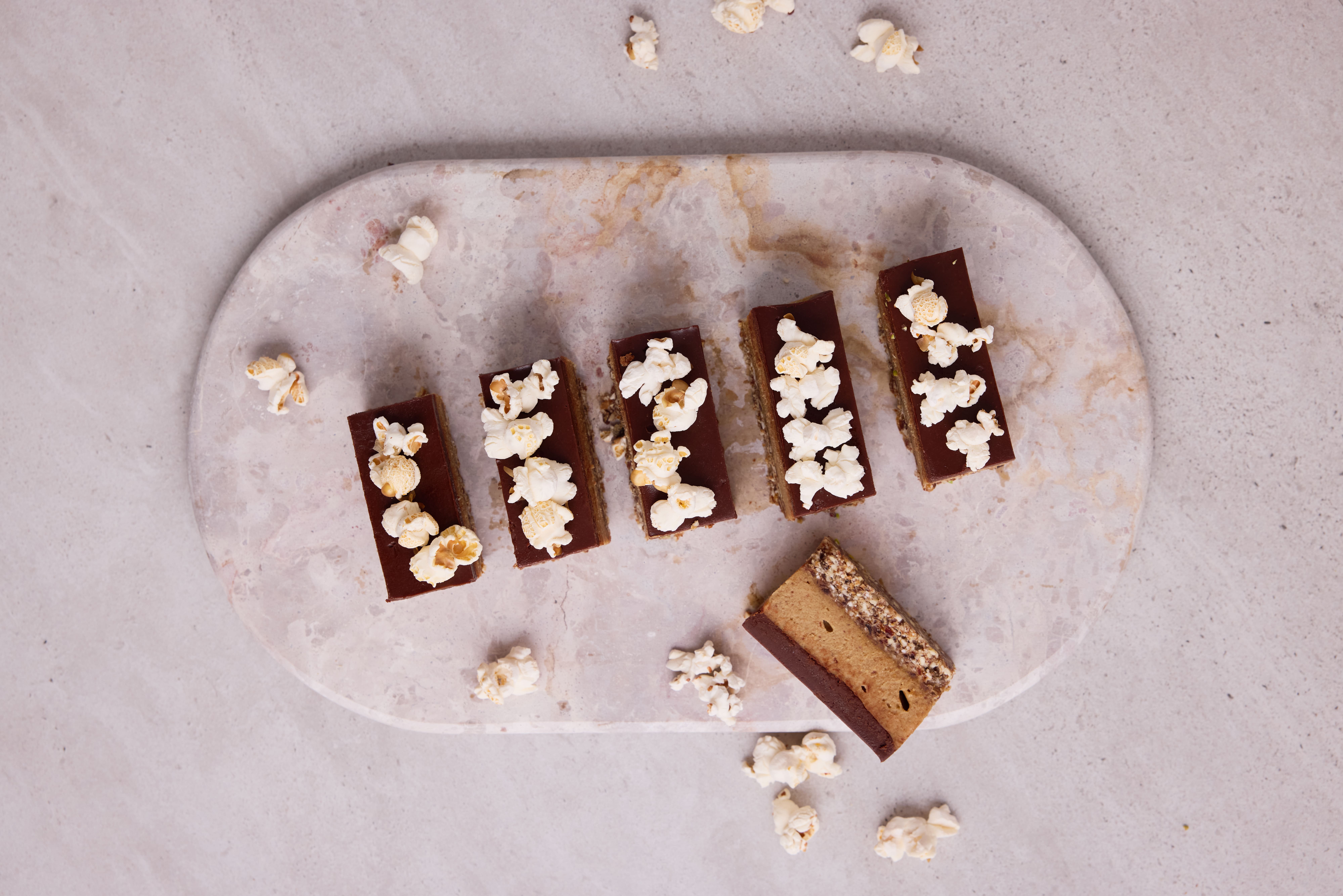 Raw Caramel Popcorn Slice
