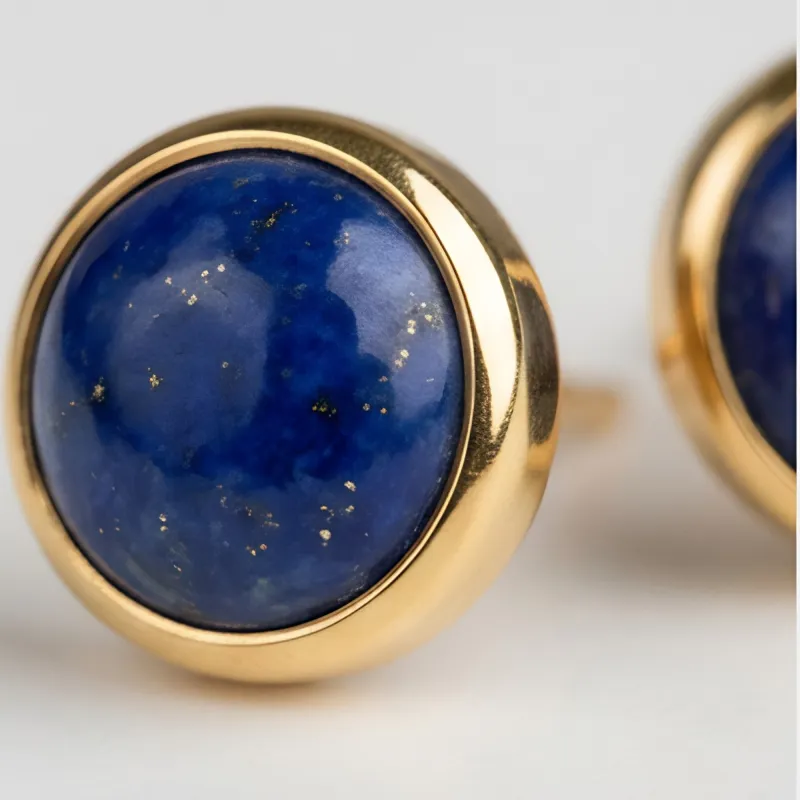 Lapis Lazuli Round Stud Earrings