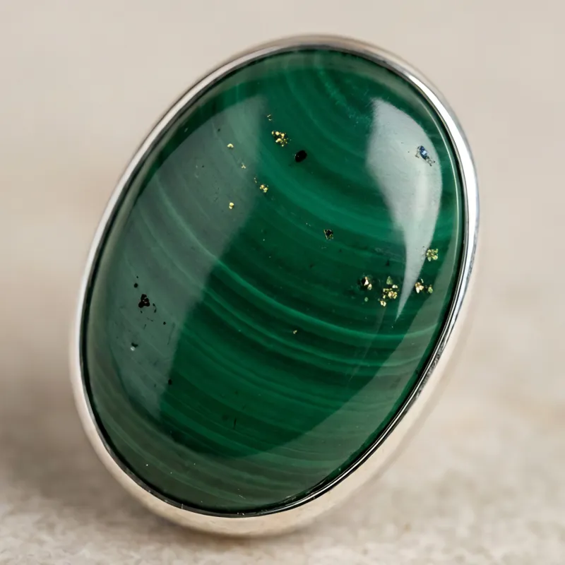 Malachite Oval Stud Earring