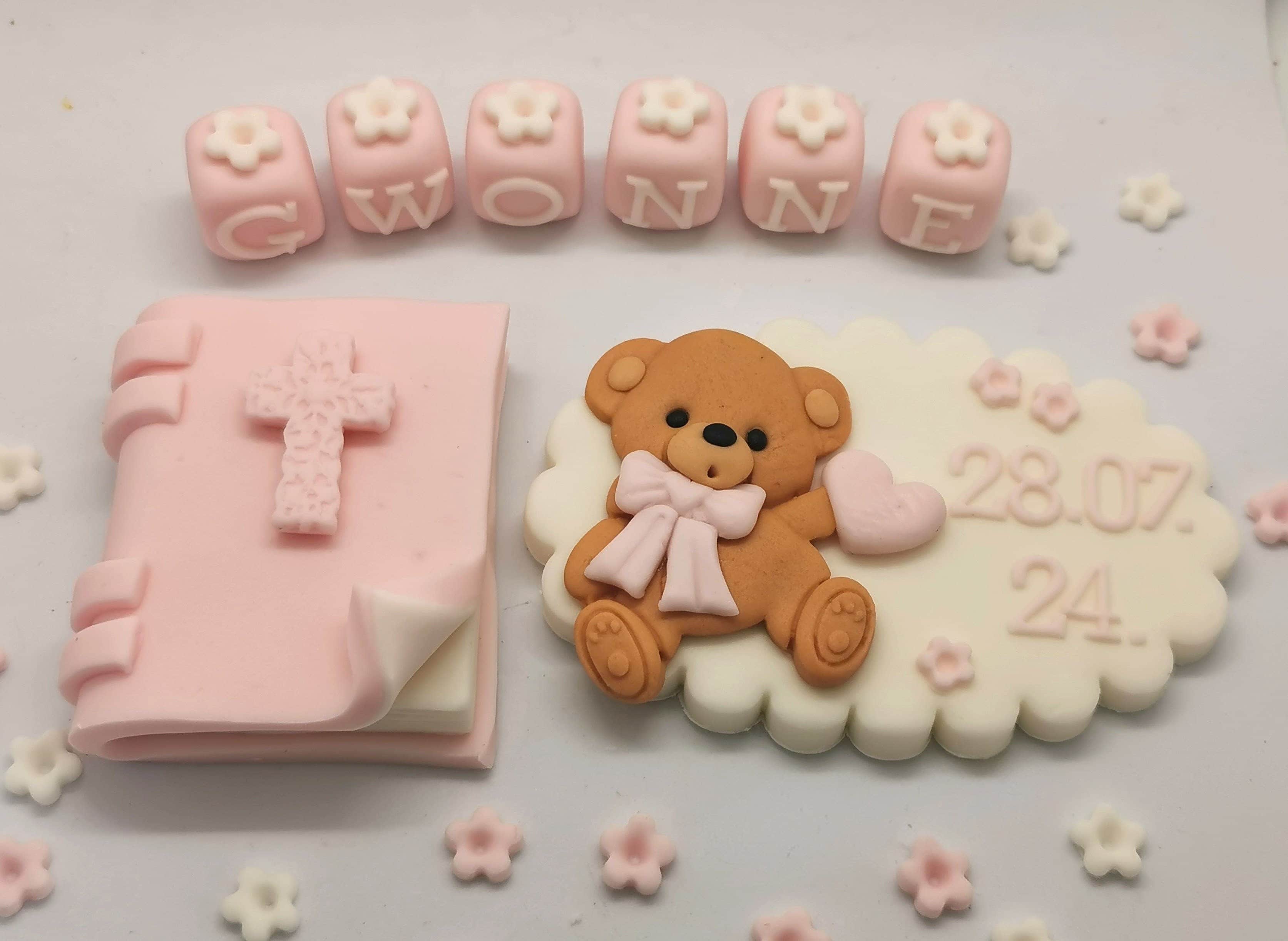 Teddy Plaque & Bible Christening Baptism set