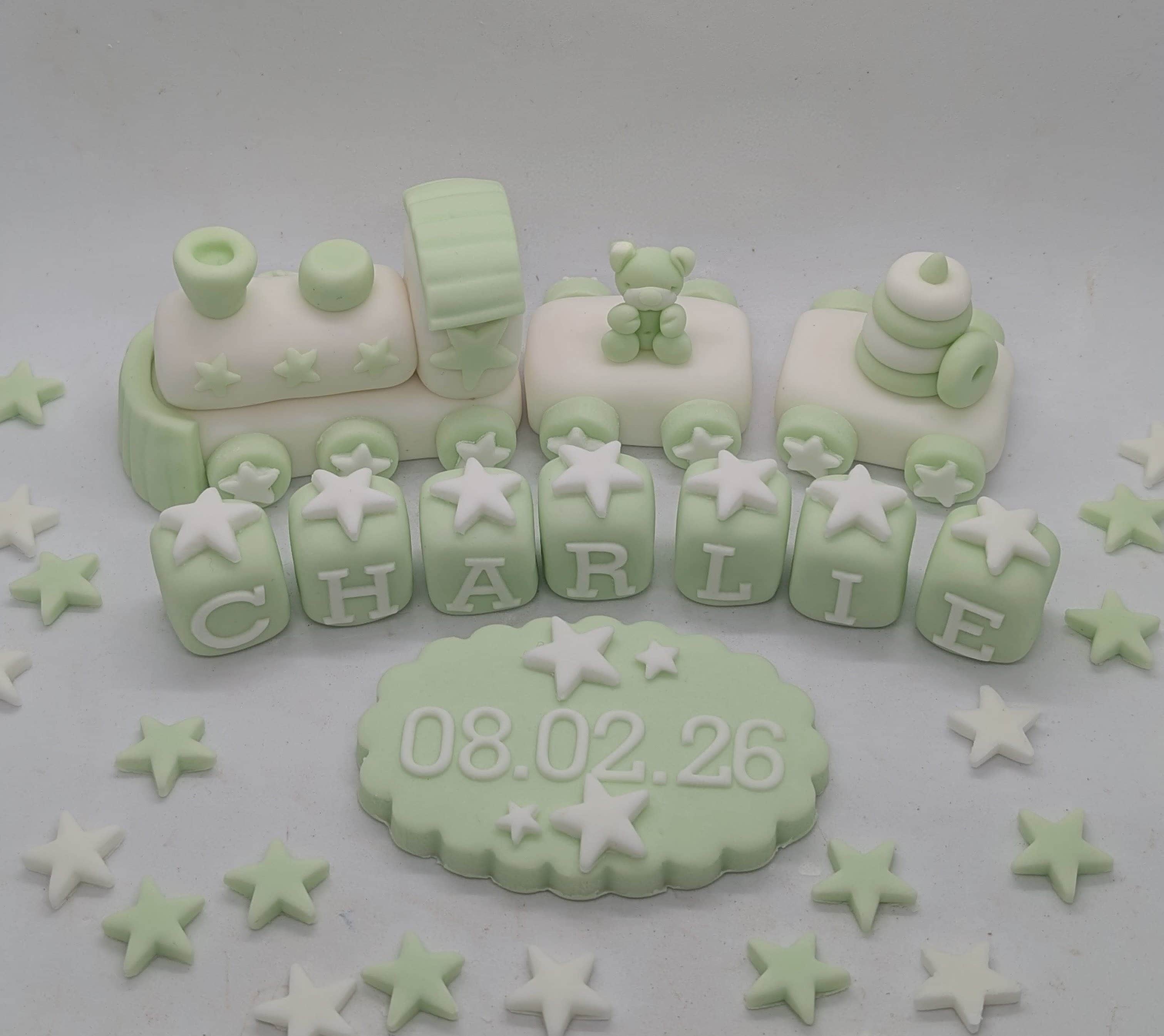 Train Teddy Christening Baptism set