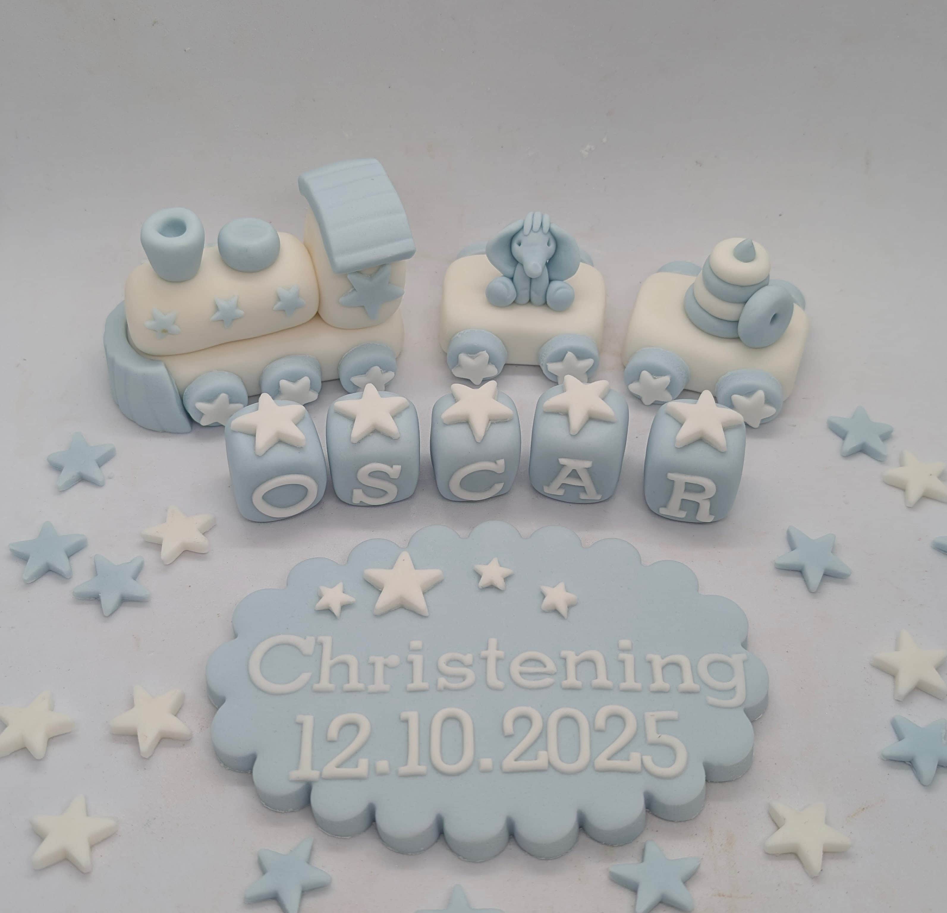 Train Elephant Christening Baptism set