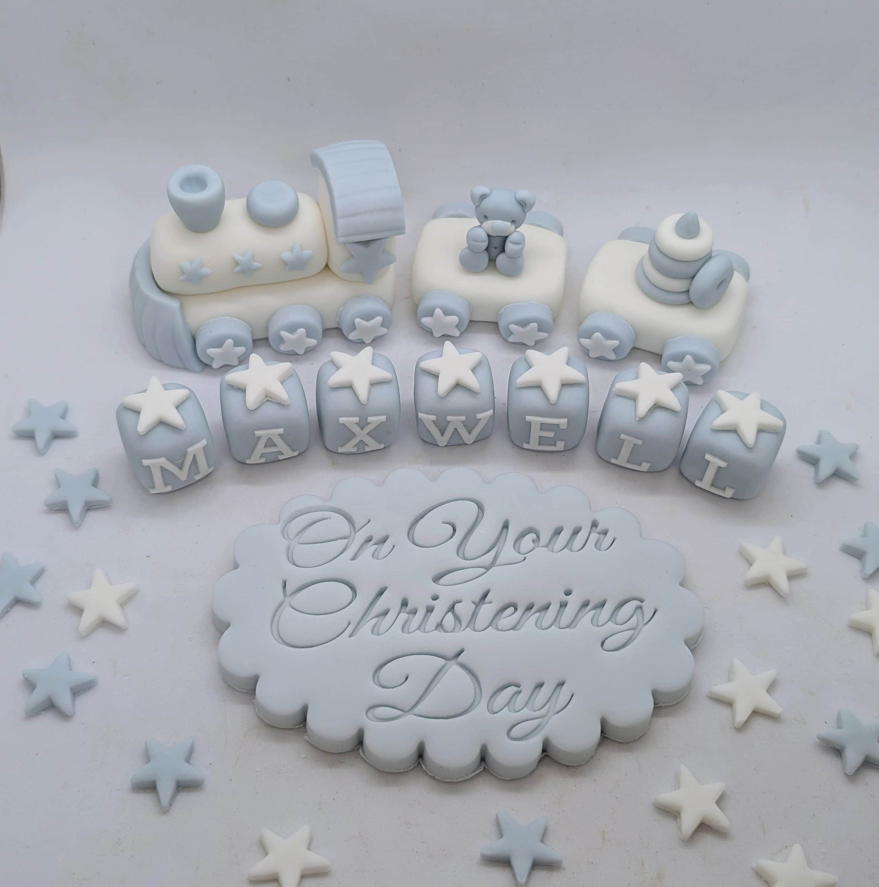 Train Christening Baptism set