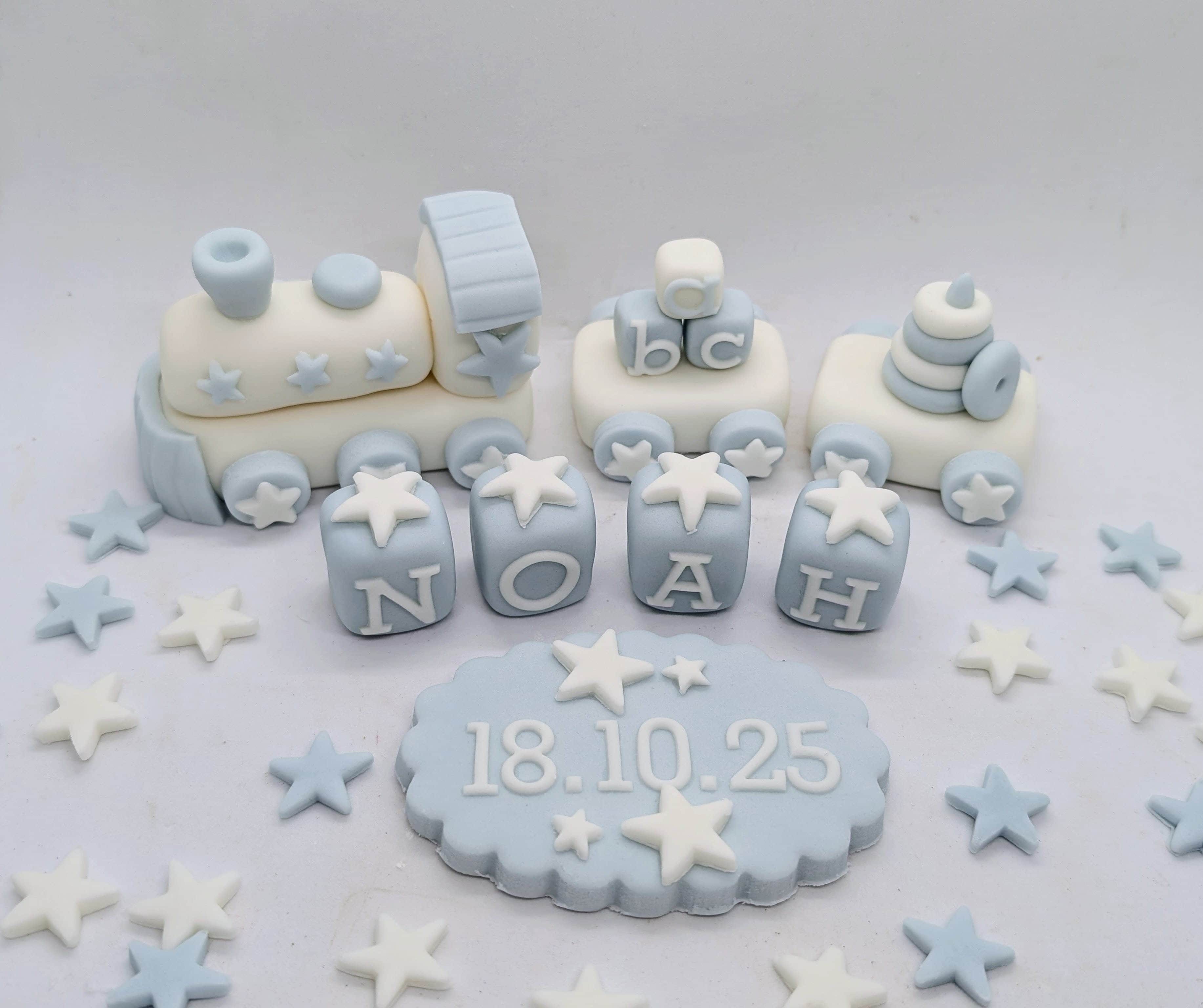 Train Christening Baptism set
