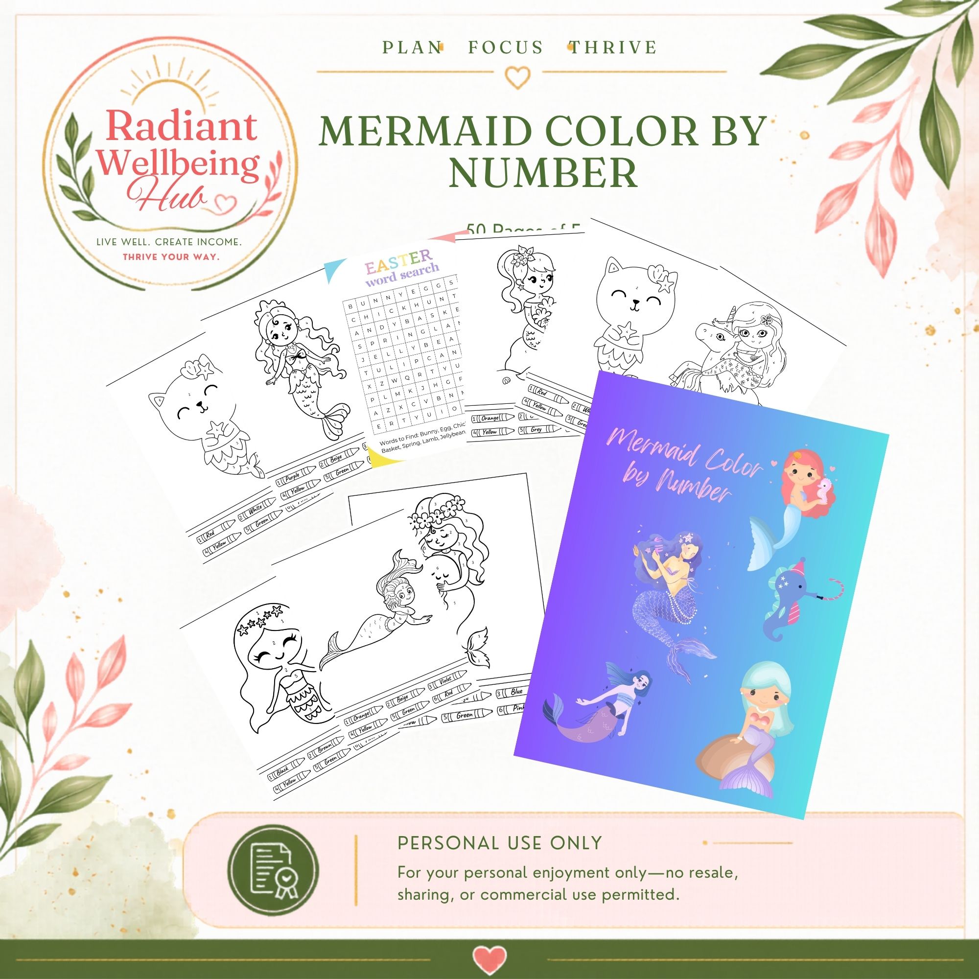  Mermaid Color By Number