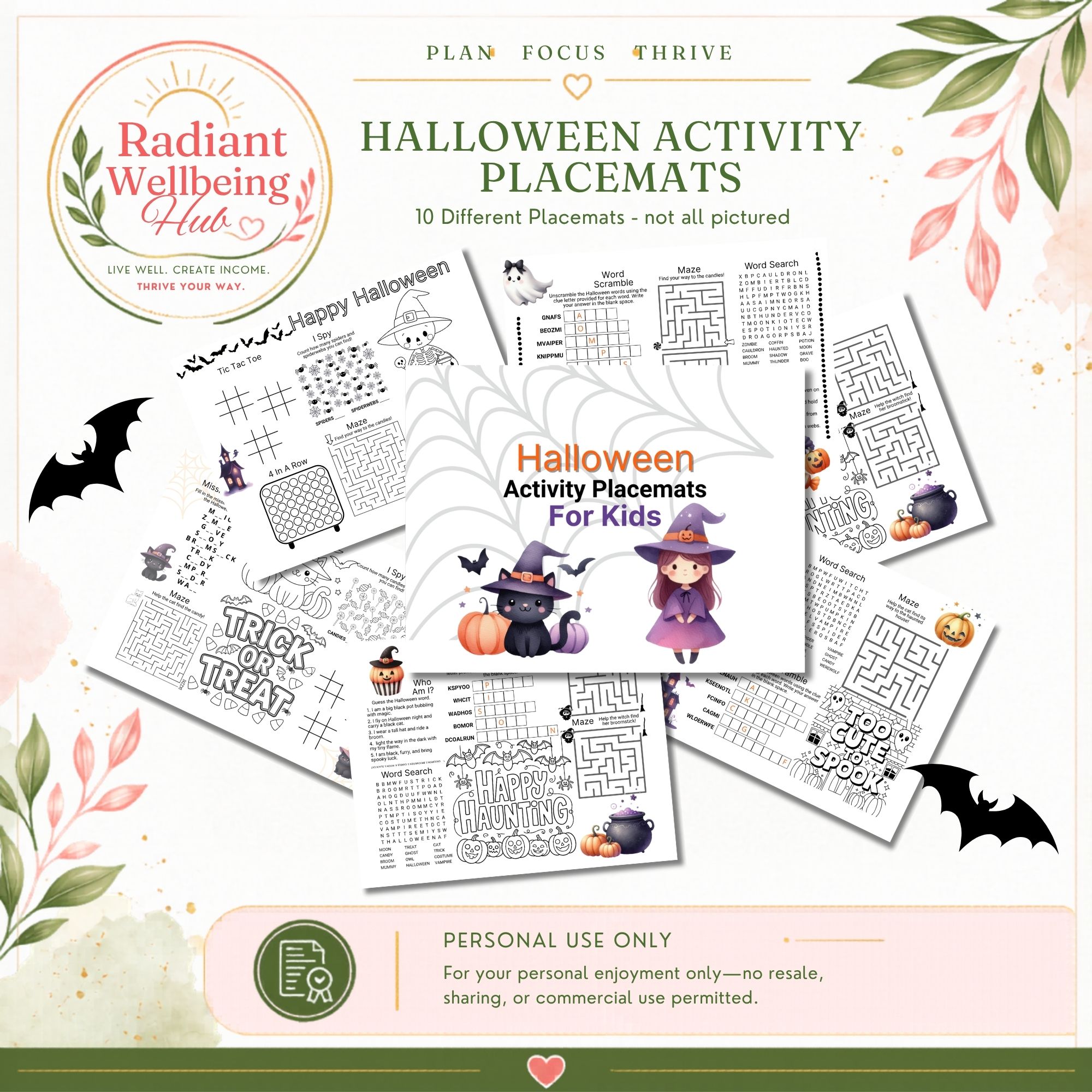 Halloween Activity Placemats