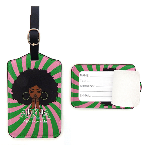 Alpha Kappa Alpha Luggage Tag (Pink & Green Swirl)