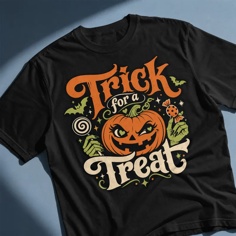 Trick for a Treat Retro Halloween Tee & Crewneck
