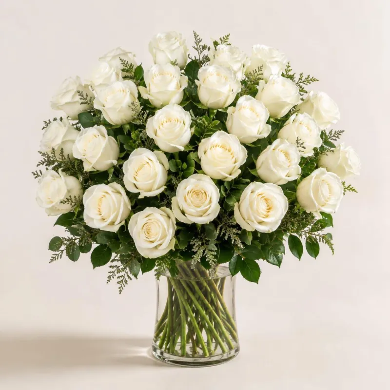 TEST – Elegant 24 White Roses | PRUEBA – 24 Rosas Blancas Elegantes