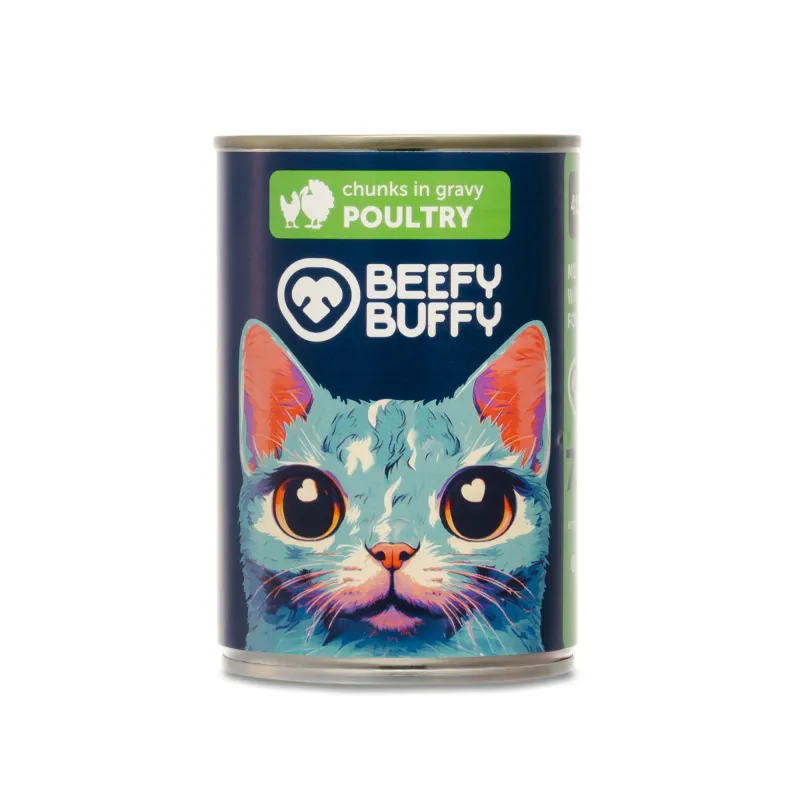 BEEFY BUFFY Kawałki w sosie | Drób | dla dorosłych kotów | 415 g