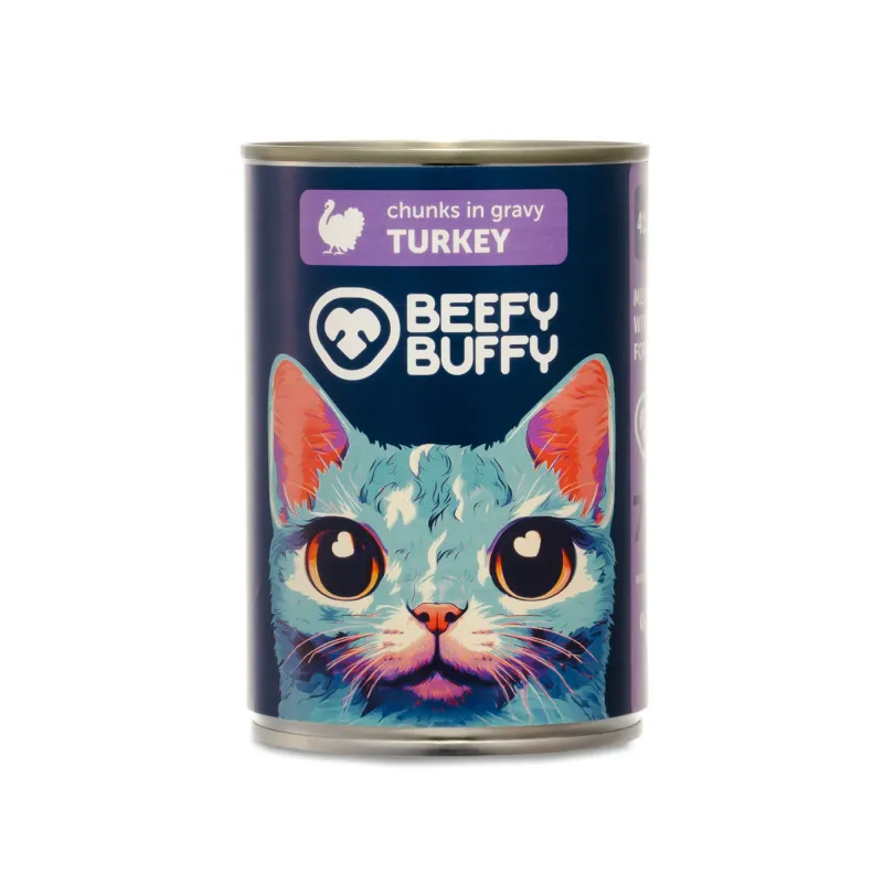BEEFY BUFFY Kawałki w sosie | Indyk | dla dorosłych kotów | 415 g