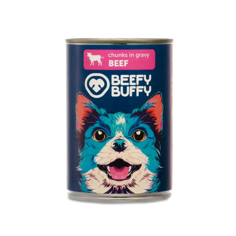 BEEFY BUFFY Kawałki w sosie z wołowiną | dla dorosłych psów | 415 g