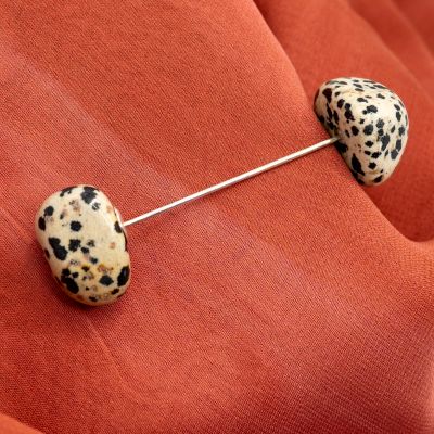 NATURA LIBERA – Spilla in Argento 925 con Diaspro Dalmatian – 5 cm