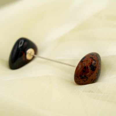 IGNIS PROFUNDUS – Spilla in Argento 925 con Ossidiana Mogano – 5 cm
