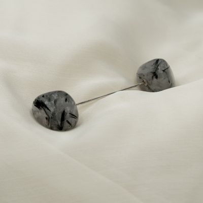 AETHER – Spilla in Argento 925 con Quarzo Tormalinato – 5 cm