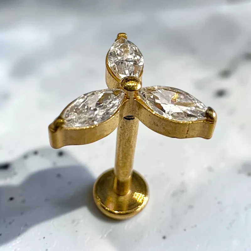 PVD Gold Titanium Marquise Flower Labret