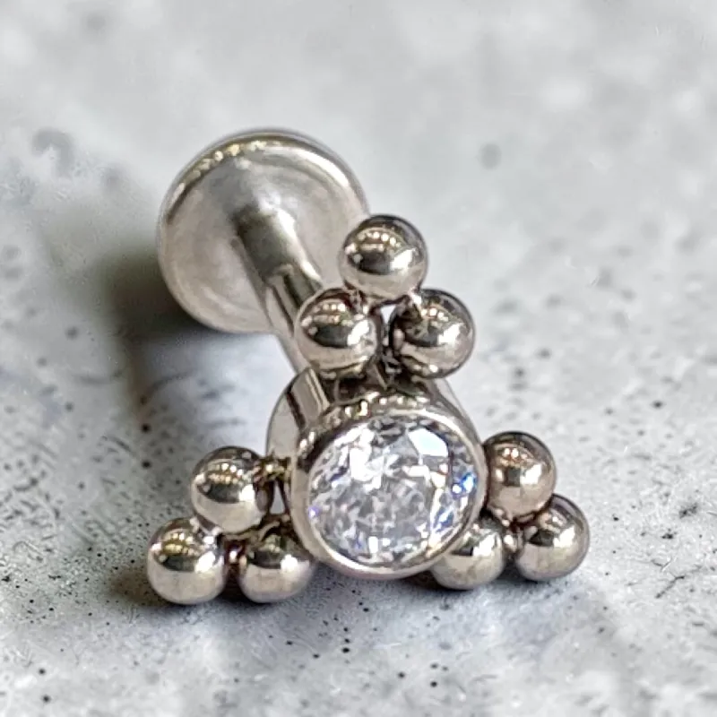 Beaded titanium clear crystal flatback