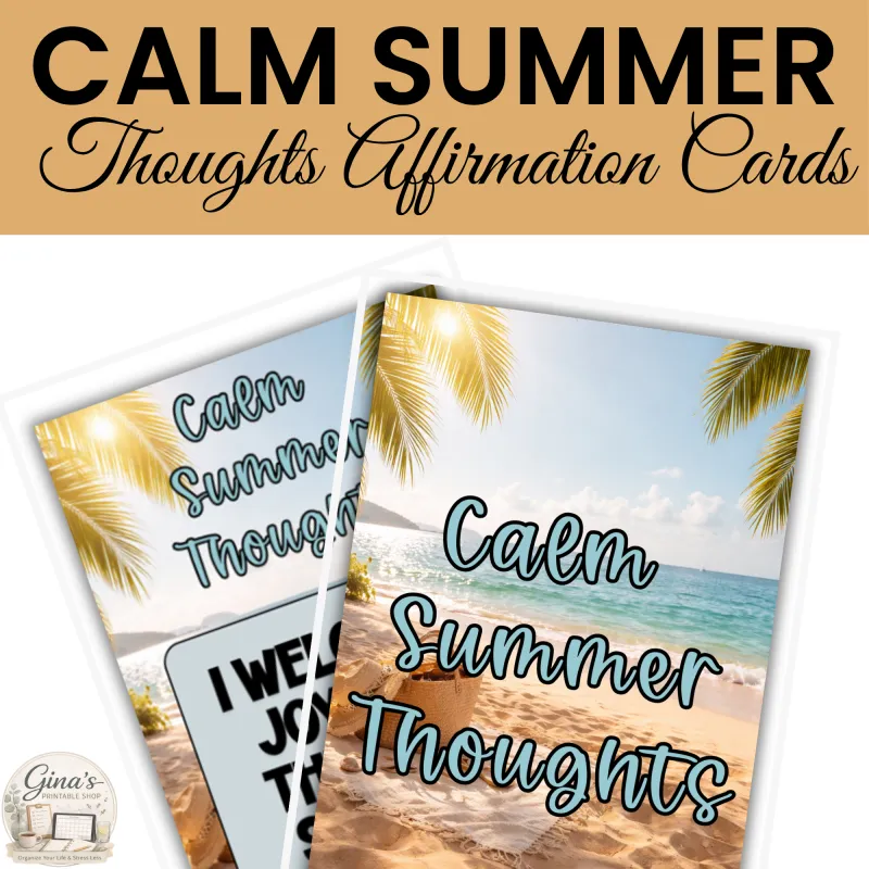Calm Summer Thoughts Printable Affirmation Cards