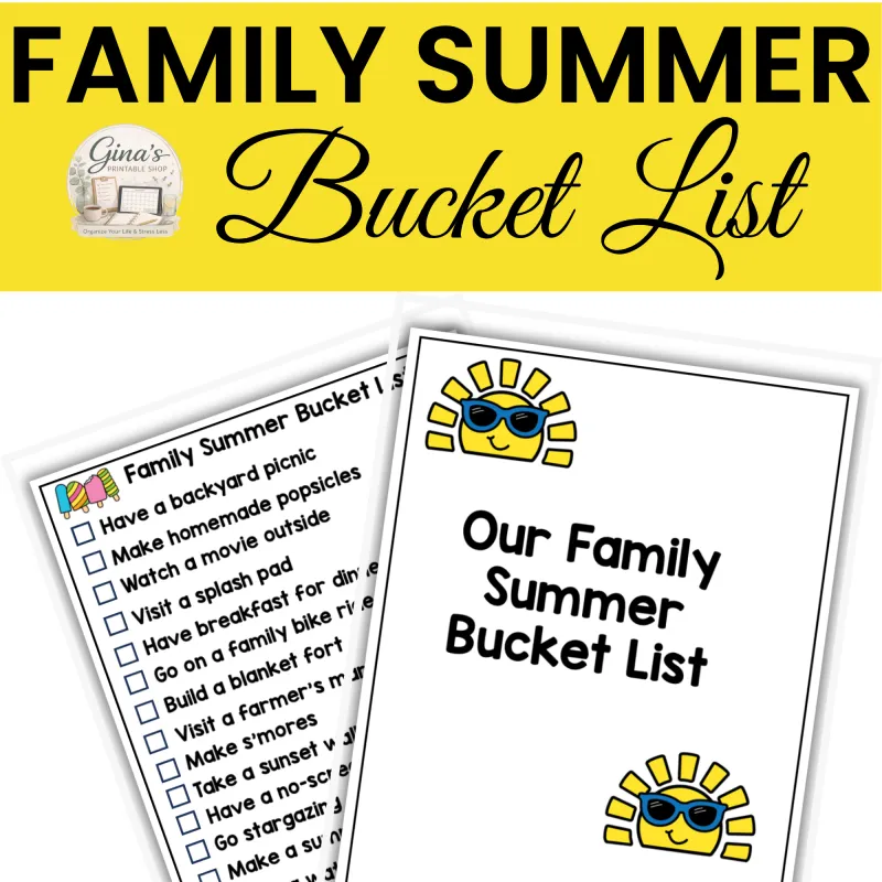 Family Summer Bucket List Printable | Summer Activity Planner & Memory Keeper