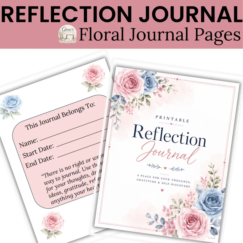 Printable Reflection Journal | Floral Self Care Journal Pages