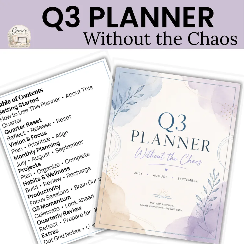 Q3 Planner Without the Chaos | Printable Quarterly Planner for Goal Setting & Productivity
