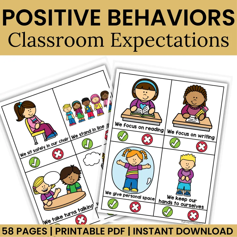 Positive Behavior Classroom Expectations Posters & Visual Rules Cards