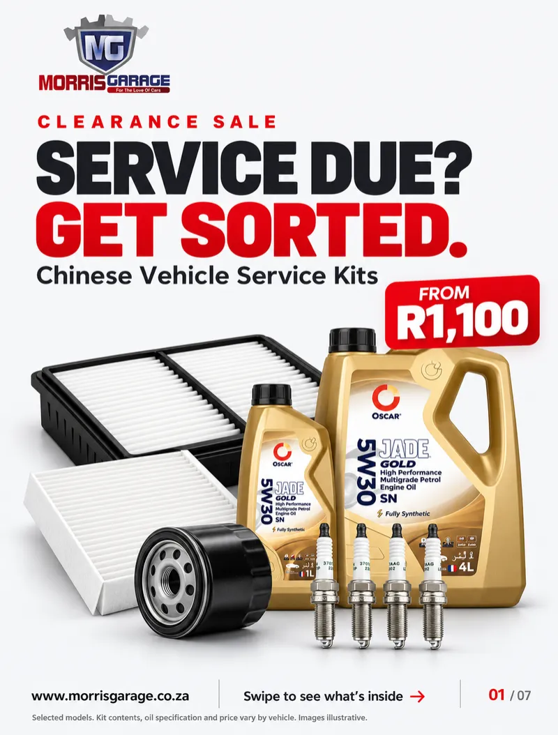 Morris Garage Chinese Car Service Kit with Engine Oil, Filters and 4 Spark Plugs