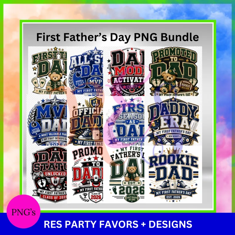 First Father’s Day PNG Bundle, New Dad Shirt Designs, Rookie Dad Digital Download