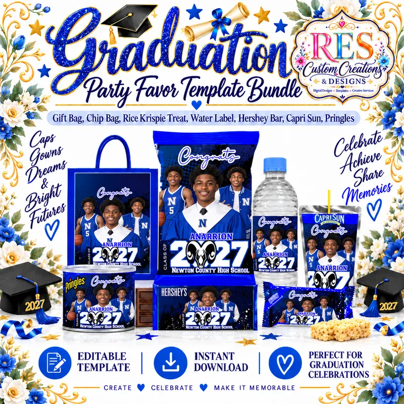 Male Grad Blue Party Favor Bundle