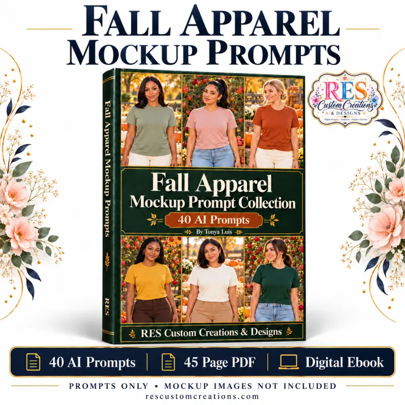 Fall Apparel Mockup Prompt Collection, 40 AI Prompts