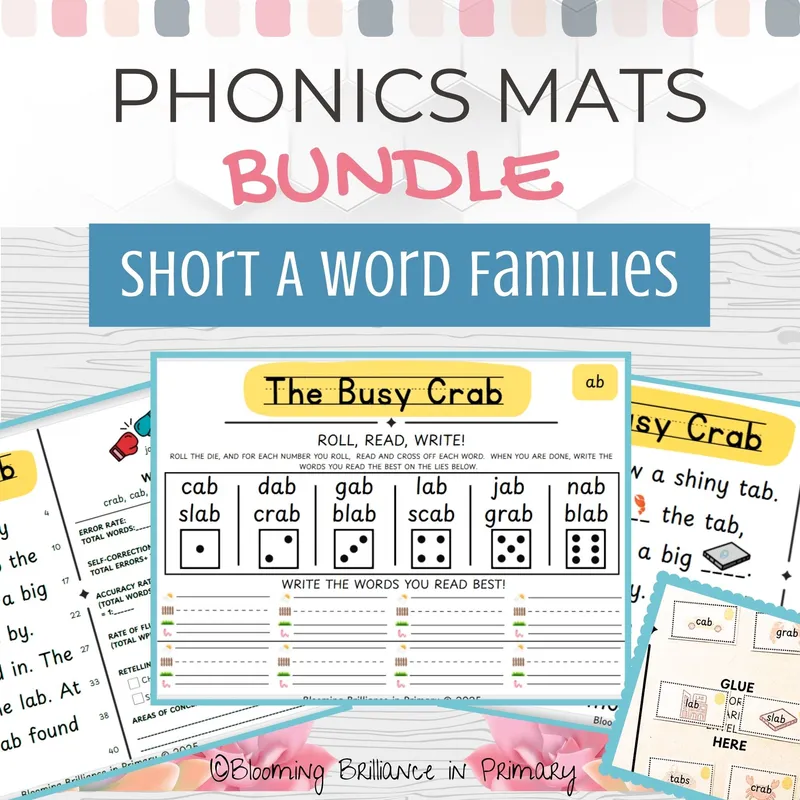 Short Vowel A Progress Monitoring Intervention Bundle with Decodable Passages, Activities, & Assessments