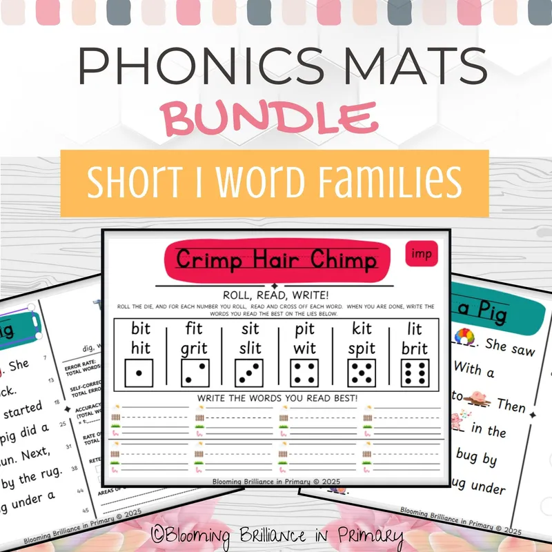 Short I Intervention Bundle with Decodable Passages, Progress Monitoring, and Assessments K-3