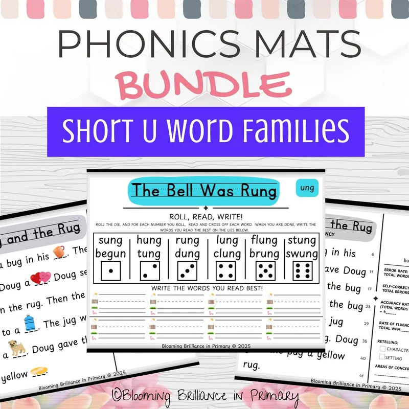 Short U Phonics Bundle-Decodable Passages Progress Monitoring Assessments K-3