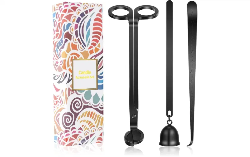 Black Candle Accessory Set: Wick Trimmer - Wick Dipper - candle snuffer