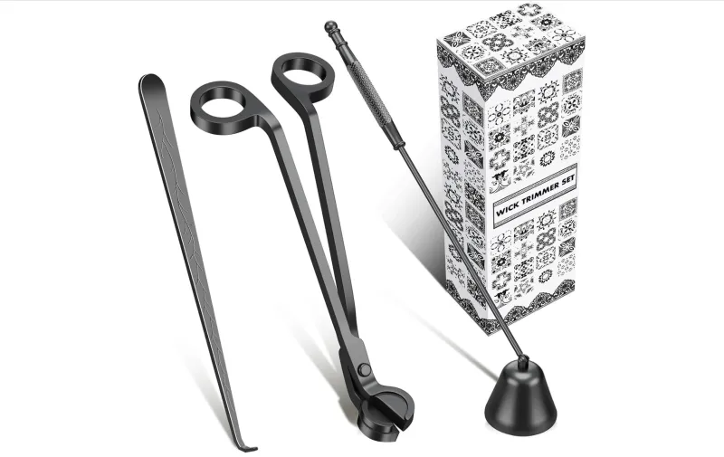Black Candle Accessory Set: Wick Trimmer - Wick Dipper - candle snuffer