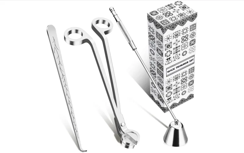 Silver Candle Accessory Set: Wick Trimmer - Wick Dipper - candle snuffer
