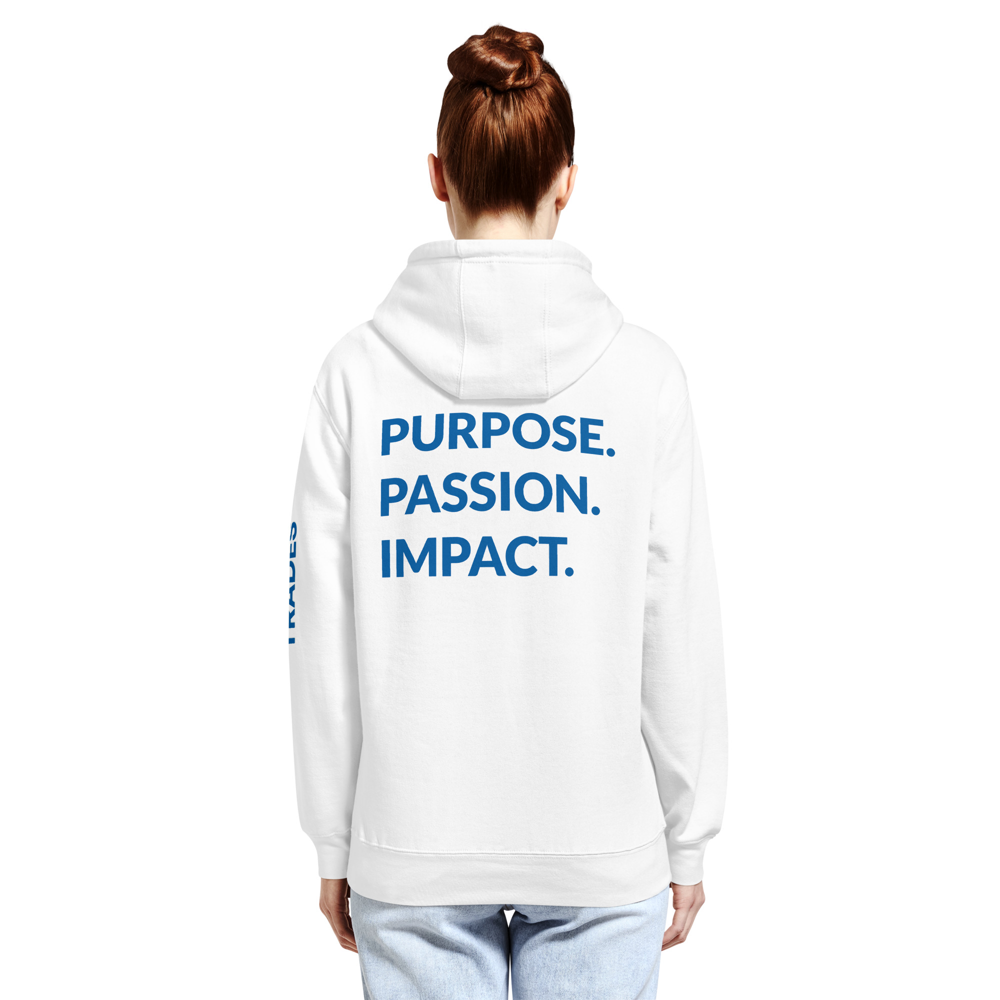 HFTT Premium Midweight Hoodie | Purpose. Passion. Impact. | Back Print (White)