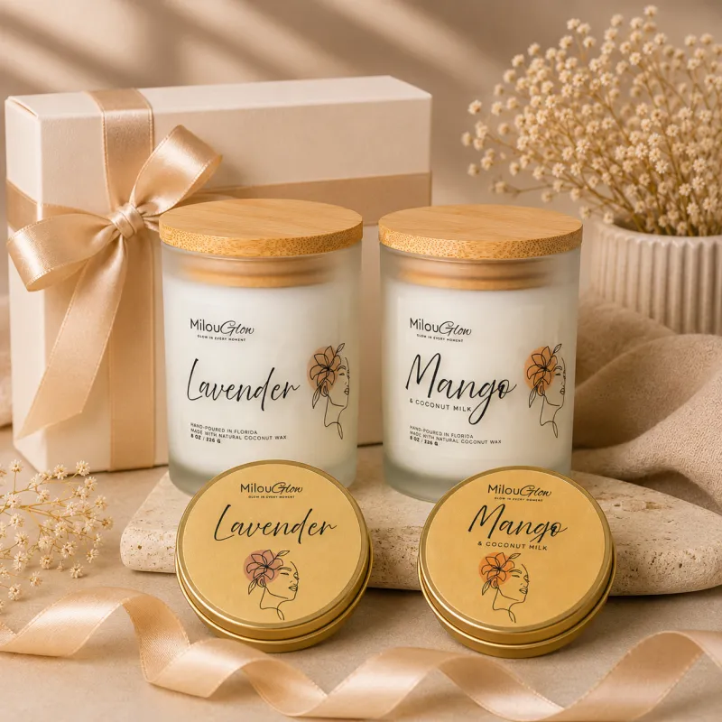 MilouGlow Luxury Candle & Tin Gift Set – Lavender & Mango Coconut Milk Bundle