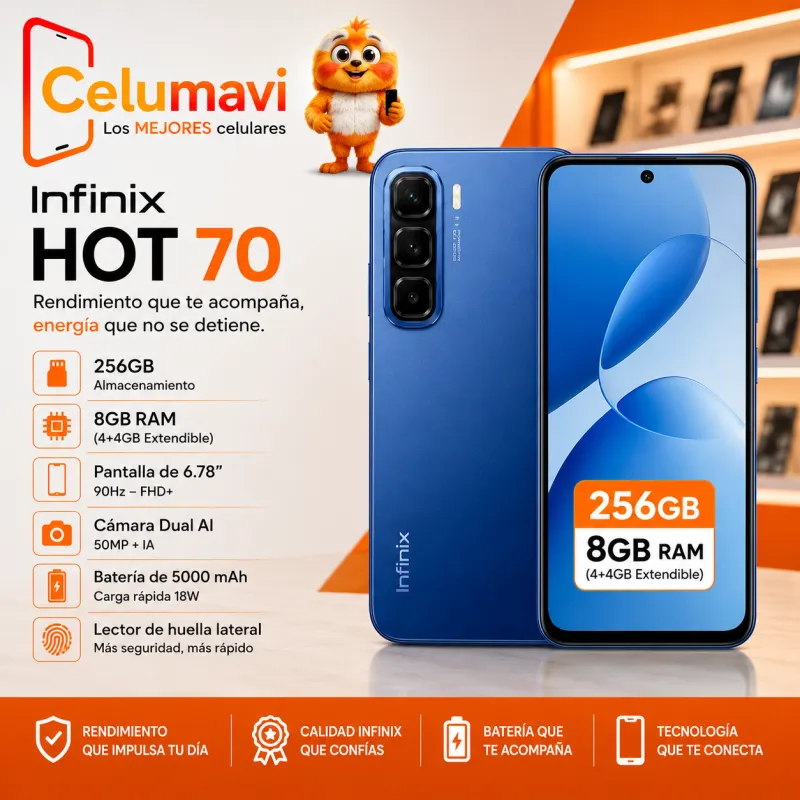 🔥 Infinix Hot 70 | 256GB 🚀 8GB RAM (4+4GB Extendible)