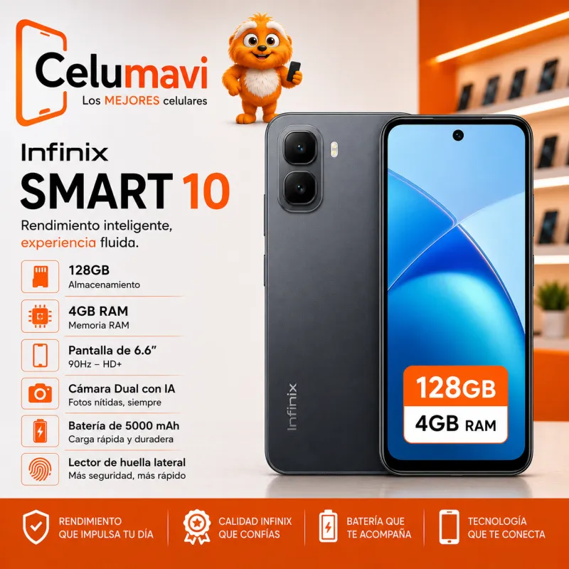 📱✨ Infinix SMART 10 | 128GB + 8GB (4+4RAM) 🚀