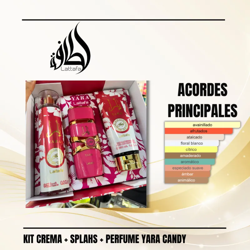 KIT CREMA + SPLAHS + PERFUME YARA CANDY