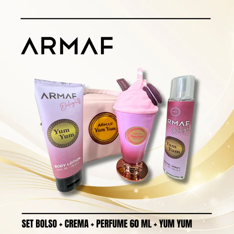 SET BOLSO + CREMA + PERFUME 60 ML + YUM YUM
