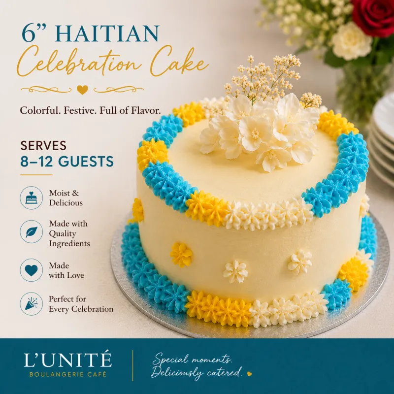 L'Unité Haitian Celebration Cake – 6" Round (Serves 8–12)